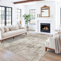 7' x 7' Square Washable Area Rug - Non-Slip, Low Pile, Modern Neutral Beige/Grey