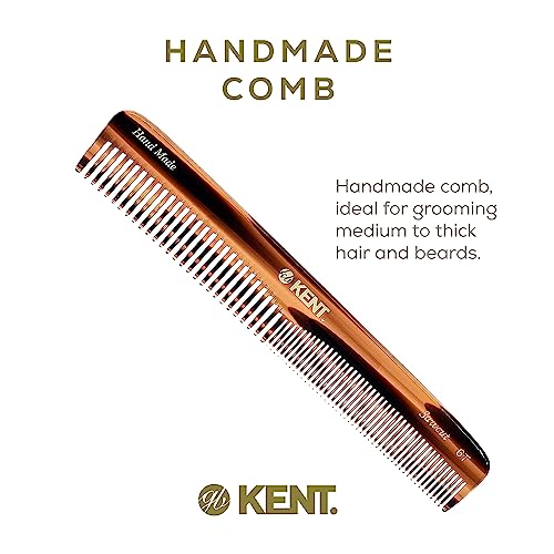Kent 6T Fine Tooth and Wide Tooth Hair Comb, Handmade Styling Comb for Hair Care, Barber Combs, Beard Combs For Men, Styling Grooming for Men, Women and Kids