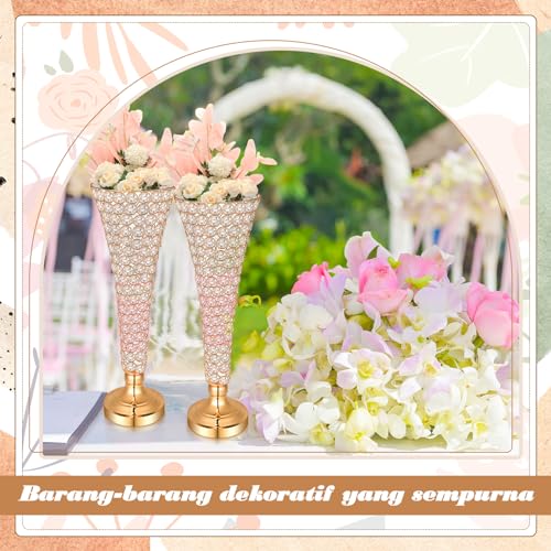 20 Inch Gold Crystal Vase Set – Tall Flower Centerpieces for Weddings & Events