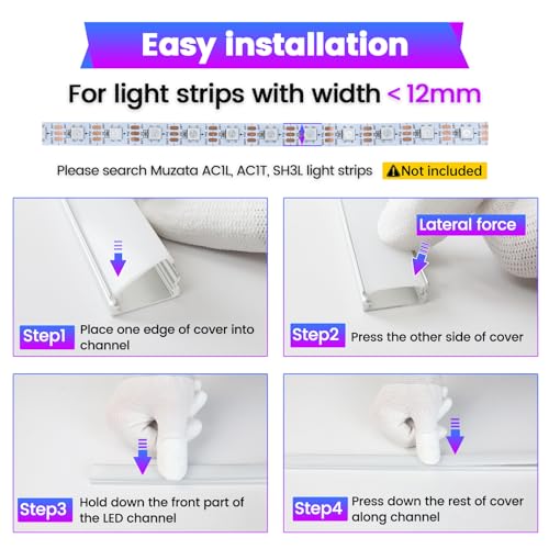40 Pack LED Strip Channel with Milky Diffuser - 3.3ft Silver Aluminum for Indoor & Outdoor Lighting