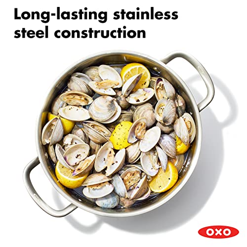 OXO 8.4QT Stainless Steel Multipurpose Stockpot with Glass Lid, Steamer & Pasta Insert