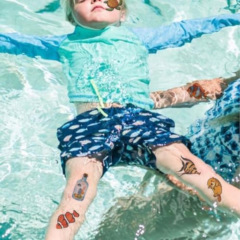 120 Glitter Styles Under the Sea Creature Temporary Tattoos for Kids Party Supplies - Sea Creature Tattoos for Boys Girls Ocean Birthday Party Favors Goodie Bag Fillers