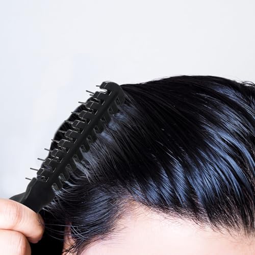 Foldable Travel Hair Brush Set - Double Headed Compact Wig Styling Comb - Black