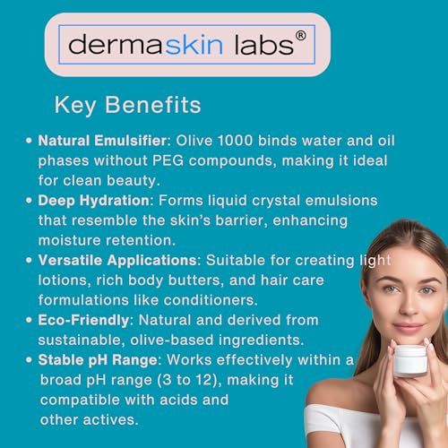 Olive 1000 Emulsifier - Plant-Based ECOCERT COSMOS 1 lb for DIY Skincare & Haircare