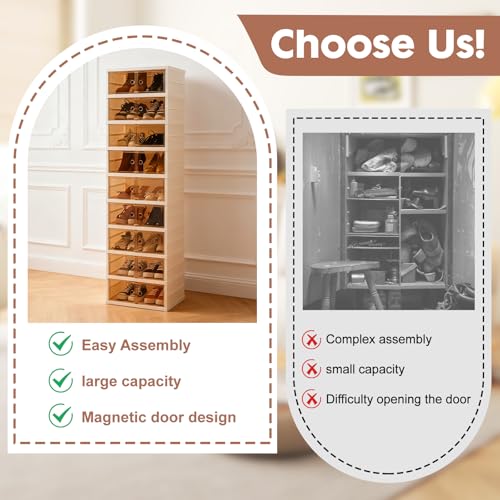 9-Tier Folding Shoe Rack Storage Organizer - Holds 18 Pairs - Space Saving