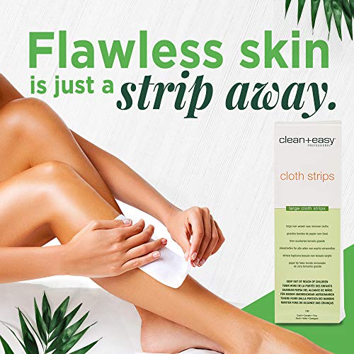 Clean + Easy Cloth Wax Strips ? Non-Woven Wax Strips for Hair Removal, Salon and At-Home Use for Face, Legs & Body, 3¡±x 9¡±, 100 Count