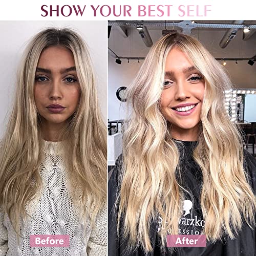 Clip in Hair Extensions - Human Hair, 20 Inch Honey Blonde with Bleach Blonde - 7 Pcs