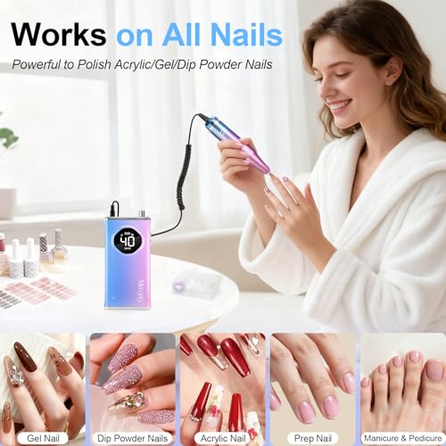 Electric Nail Drill Kit - Professional 40,000 RPM Nail File with Pink-Blue Variation