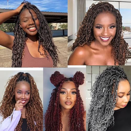 Ombre Burgundy Boho Faux Locs Crochet Hair for Black Women - 14 Inch - Saisifen Variation