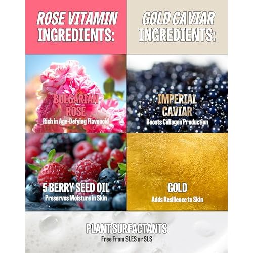 MAXCLINIC [K-Beauty] Rose Vitamin + Gold Caviar Oil Foam Gift Set | Daily Face Wash Oil Based Cleanser to Foam | Korean Skin Care Oil Cleanser for Dry Sensitive Skin