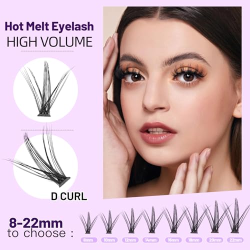 Bodermincer Lash Extension 240pcs D Curl 30D Cluster Individual Cluster Lashes (30D-12mm)