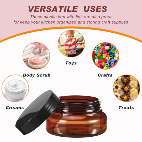 Amber 36 Pack 5 oz Refillable Plastic Lotion Containers with Lids - Leakproof Cosmetic Jars