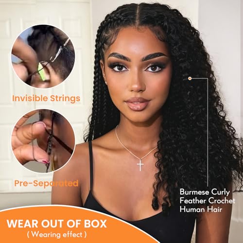 Burmese Curly Crochet Hair Extensions 18 Inch 60g Pre-Separated Natural Black