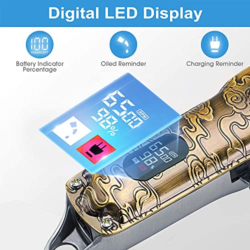 Hair Clippers and Trimmers Set of 3, Professional Cordless Hair Clippers for Men, Barber Clippers for Hair Cutting with T-Blade Trimmer Set, Beard Trimmer for Men, LED Display, Gold
