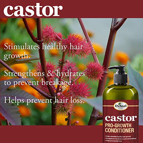 Difeel Pro-Growth Hair Care Set with Castor Oil - 3-PC Style: Shampoo & Conditioner 12oz EACH, & Hair Oil 8oz
