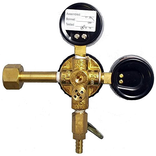Taprite CO2 Beer Regulator Dual Gauge CGA320 Inlet 5/16" Barb Shutoff Brass