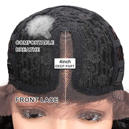 Long Curly Wavy Lace Front Wig for Black Women - Ombre Brown 28 Inch Synthetic Hair