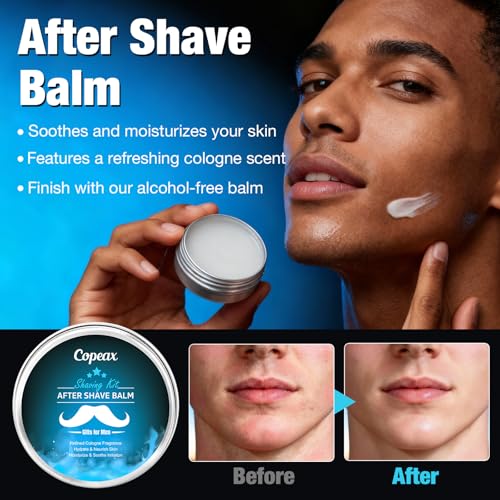 Shaving Kit for Men Sensitive Skin,Natural Cologne Shaving Cream,Balm,Bowl,Razor,Tumbler Cup,Mens Self Care &Grooming Valentines Fathers Day Birthday Gifts for Men Dad Him Boyfriend Christmas Gift Set