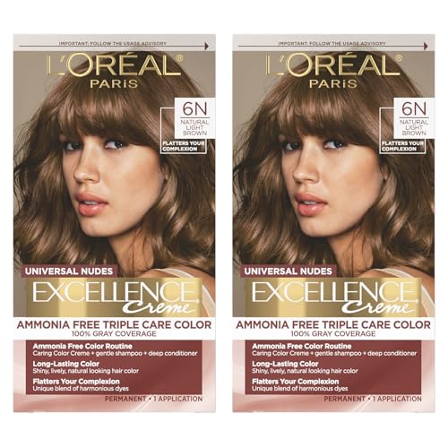 L’Oreal Paris Excellence Universal Nudes Hair Color 6N Natural Light Brown - Pack of 2