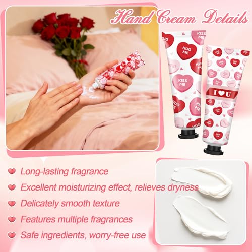 18-Pair Valentine Hand Cream & Lip Balm Gift Set - Red Heart Candy