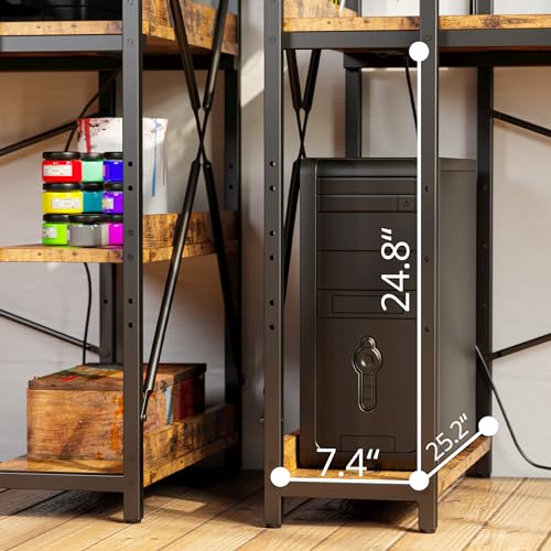 IRONCK Computer Desk 47" with Power Outlet and Storage Shelves,Rustic
