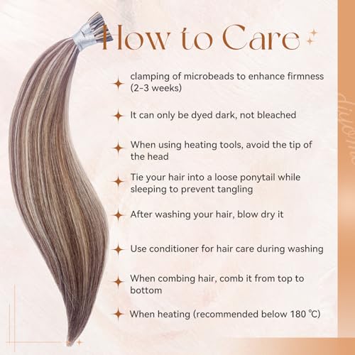 Remy Hair I Tip Extensions 18 Inch Golden Brown & Blonde - 30g Pack - DIYOMO