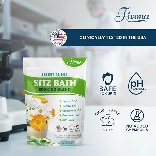 FIVONA Natural Sitz Bath Salt Pack of 3 - Postpartum & Hemorrhoid Relief, 14.1 oz each