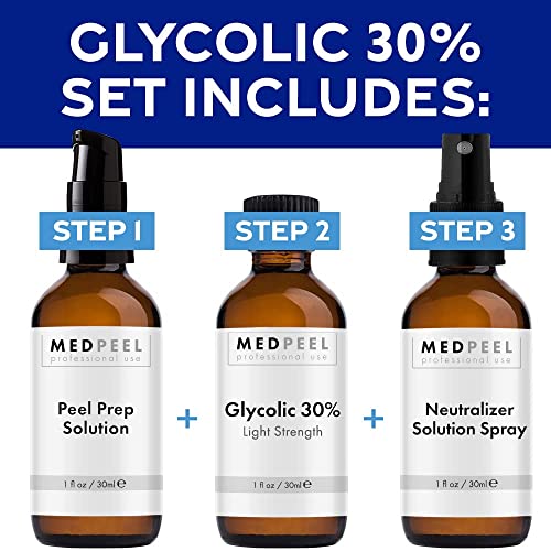 MedPeel Glycolic Acid 30% Chemical Peel at Home Kit ? Includes Peel, Prep & Neutralizer ? Light Strength Chemical Peel for Fine Lines, Wrinkles & Radiant Skin ? Suitable for All Skin Tones