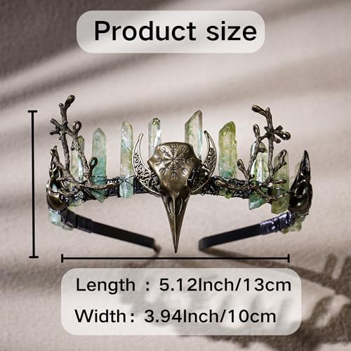 Green Fairy Crystal Crown Tiara - Handmade Raw Quartz Headpiece, Green-Bronze Variation