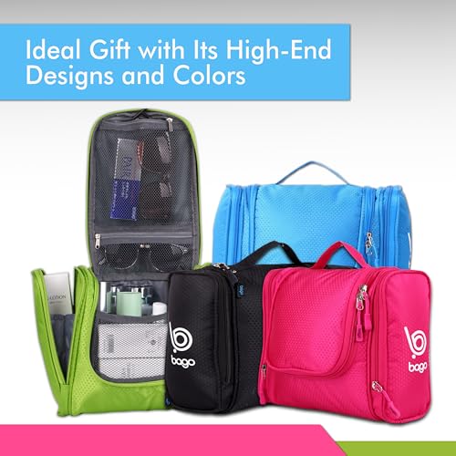 Bago Travel Toiletry Bag for Women and Men - Large Waterproof Hanging Large Toiletry Bag for Bathroom and Travel Bag for Toiletries Organizer -Makeup Bag (Blue)