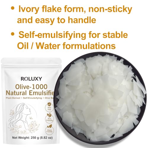 Olive-1000 Emulsifying Wax 250g for DIY Skincare & Haircare - PEG-Free, Self-Emulsifying