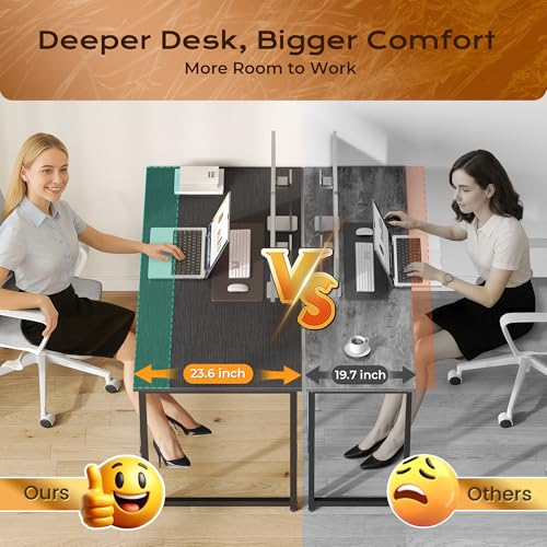 PRAISUN Black 55 x 23.6 Inch Computer Desk with Deep Work Surface
