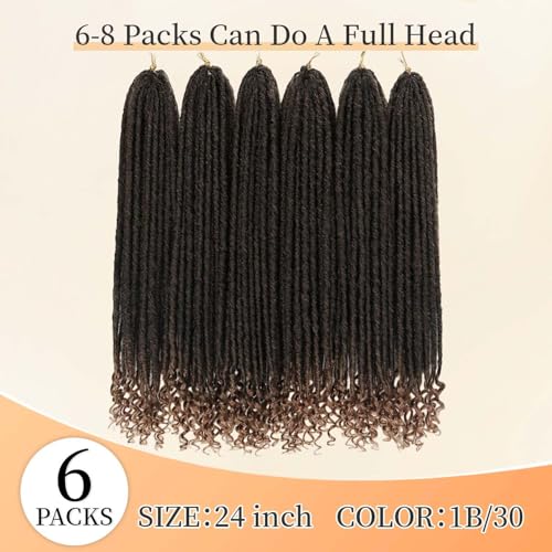 24 Inch Dreadlocks Crochet Hair Extensions Pack of 6 - Goddess Locs Braids 1B/30#