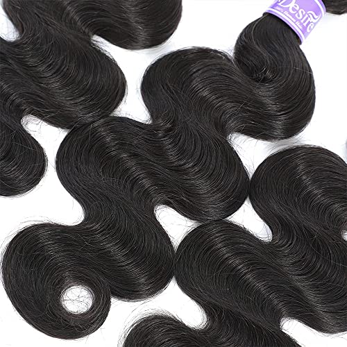 UDesire 16A Body Wave Human Hair Bundles - Natural Black, 3 Pack 10-14 Inch Virgin Brazilian Hair