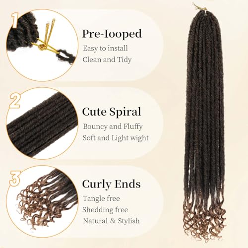 24 Inch Dreadlocks Crochet Hair Extensions Pack of 6 - Goddess Locs Braids 1B/30#