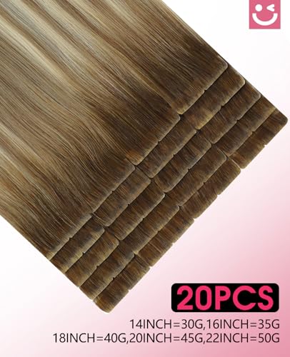 Youngsmile Blonde #3/8/22 Hair Extensions 20 Inch 45g - Walnut Brown to Ash Brown & Golden Blonde Variation