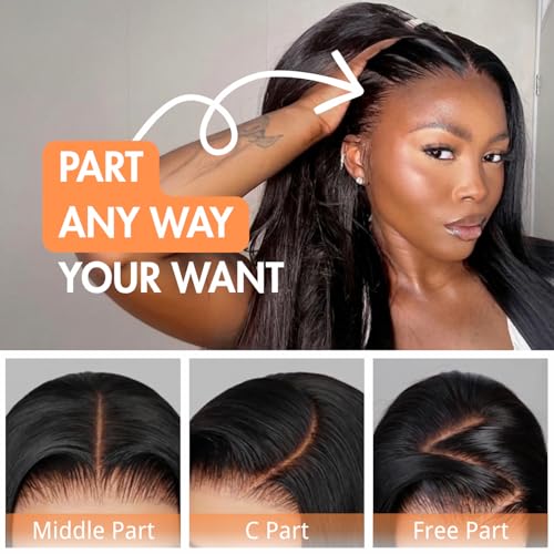 22 Inch Human Hair Lace Front Wigs for Black Women Natural Straight 13x4 Variation of THIS listing