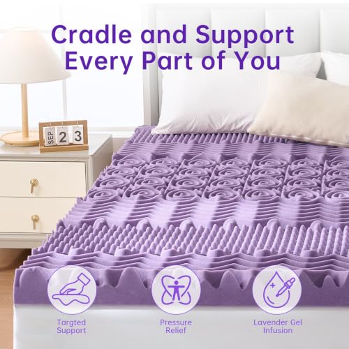 California King Mattress Topper 3 Inch 7-Zone Gel Memory Foam Egg Crate Pad