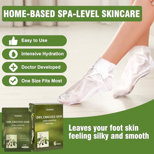 TEAWOO Moisturizing Foot Masks with Shea Butter & Jojoba Oil - 36 Pairs