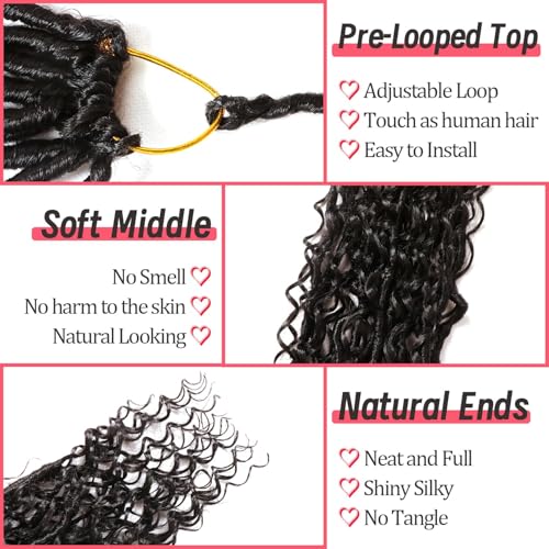 18 Inch Goddess Locs Crochet Hair 8 Packs - Soft Boho Faux Locs for Black Women 1B# Variation of THIS listing