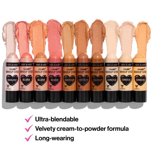 wet n wild MegaGlo Makeup Stick Conceal Contour Brown Oak's On You 1.1oz & Nude For Thought Versatile Cheek Color