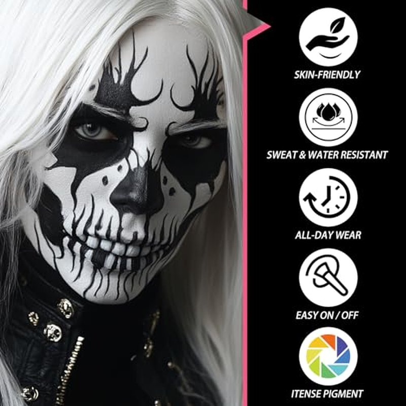 5PCS Eye Black Stick, Sports Face Body Paint for Football, Baseball, Softball ? Anti Glare Under Eye Stick ? Oil Based Black Face Painting Kit for Halloween Skull Skeleton Costume Cosplay Makeup
