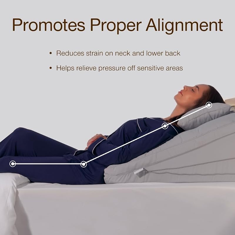 Adjustable Wedge Pillow for Sleep Support – Memory Foam 3 Inserts, Reflux & Recovery