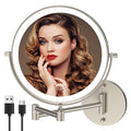 8-Inch Wall Mounted Lighted Makeup Mirror 1X/10X Magnification Brushed Nickel - Variation: Brushed Nickel / 8 Inch