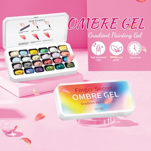Finger Secret 24-Color Ombre Gel Nail Polish Set with Sponges - Gradient & Blooming Nail Art