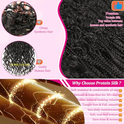 Haftaluv 14 Inch Boho Crochet Goddess Box Braids Hair - Pack of 8, 1B