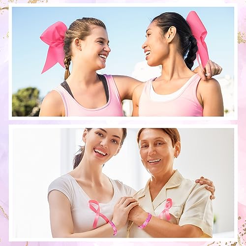 Breast Cancer Awareness Bracelets & Cheer Bows Set for Charities & Events