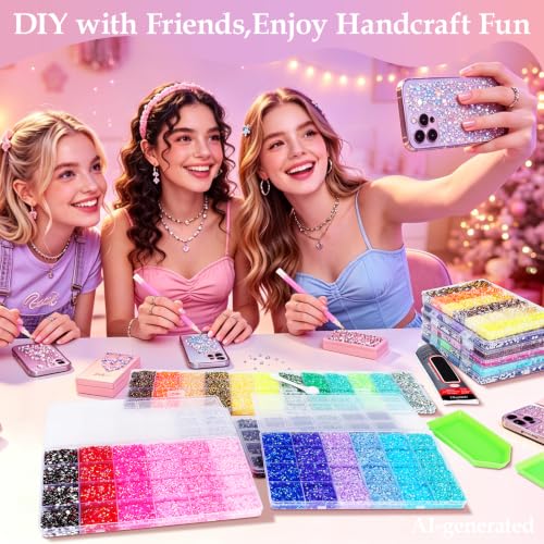 36 Colors Resin Rhinestone Bedazzling Kit with 160,000 Pcs and Jewelry Glue