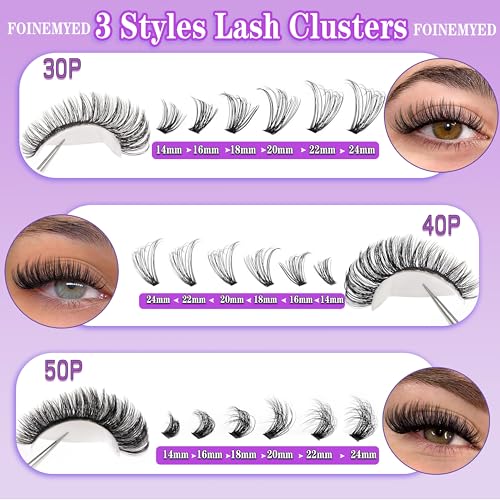 KEYYOU Lash Clusters 3D Effect 231pcs Eyelash Clusters 100D200D 10-18mm D Curl Wispy Lashes Individual Cluster Lashes Natural Volume Soft DIY Lash Extensions (3D-100D200D-D-10-18MIX)
