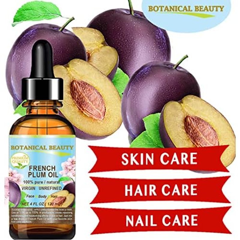Botanical Beauty PLUM OIL French. 100% Pure Natural Virgin Unrefined Undiluted Cold Pressed Carrier Oil. For Face, Skin, Hair, Body, Lips, Nails (0.5 Fl.oz - 15 ml)